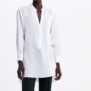 Zara NWT white oversized blouse with slits